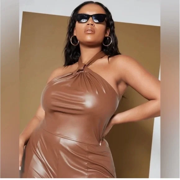 Brown Halter Fashion Jumpsuit - Picture 5 of 9